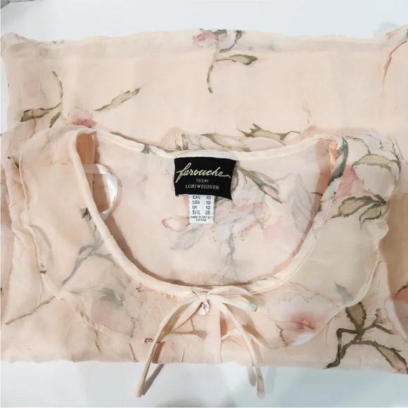 VTG Farouche by Lori Weidner Pastel Peach Floral Button-down Blouse (10) - Picture 2 of 8